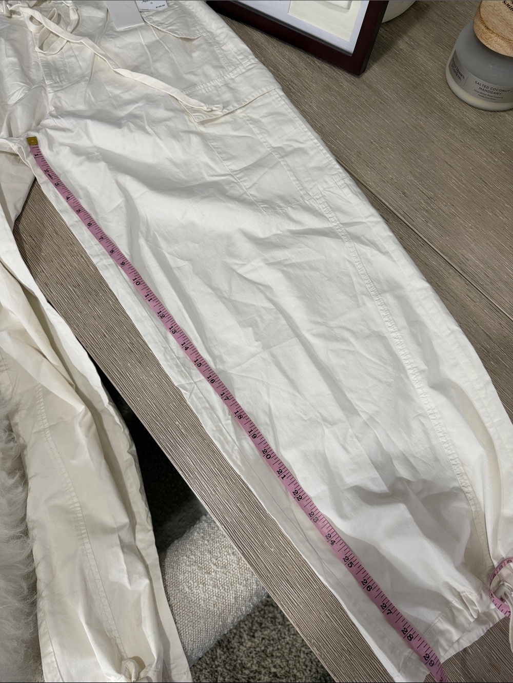 Good American ivory cream white oversized parachute utility cargo pants S M - Picture 9 of 10